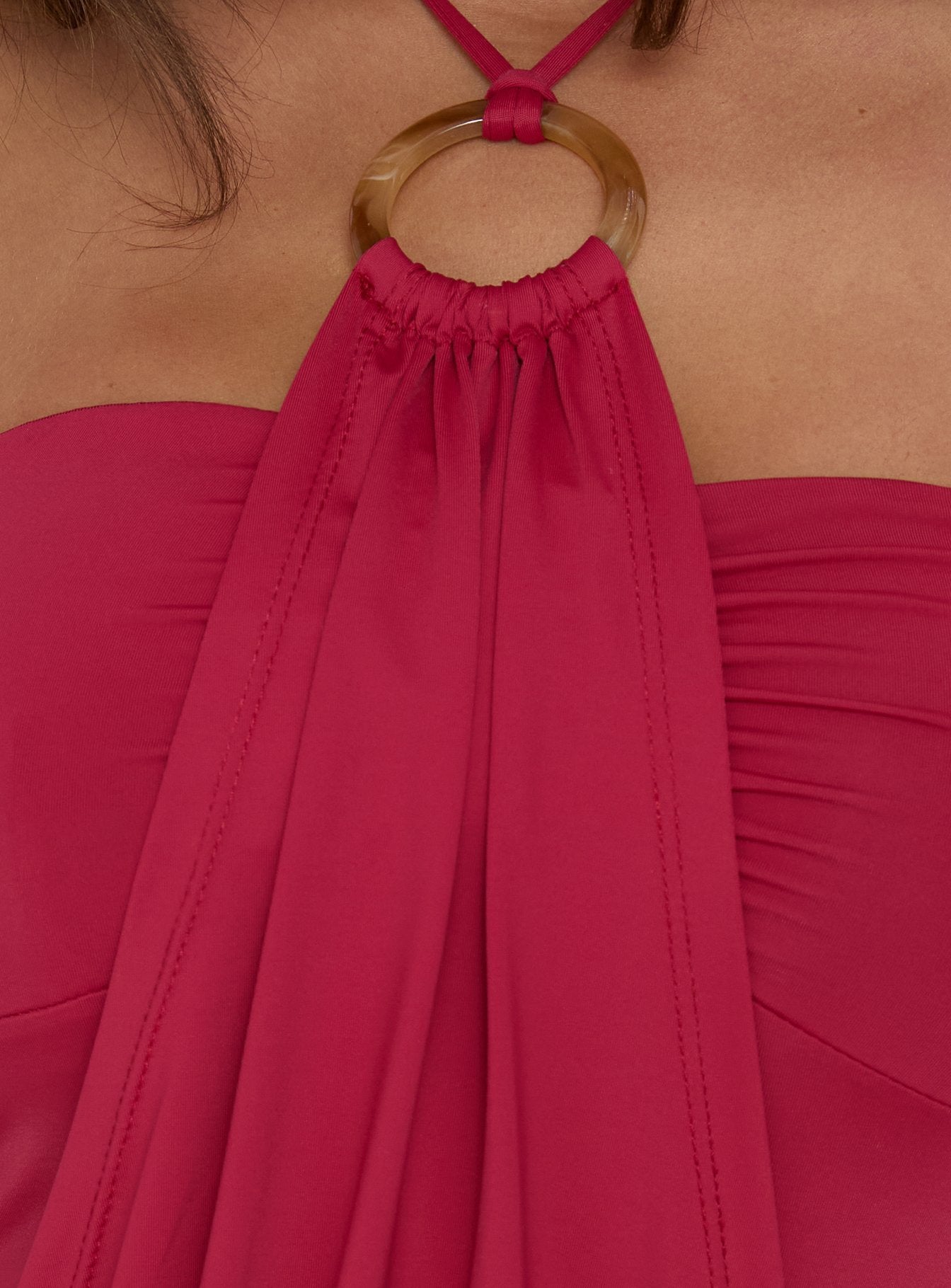 Zenn Ring Detail Draped Playsuit Red