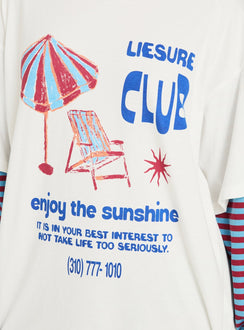 Enjoy The Sunshine Layered Long Sleeve Graphic Tee White / Blue Stripe