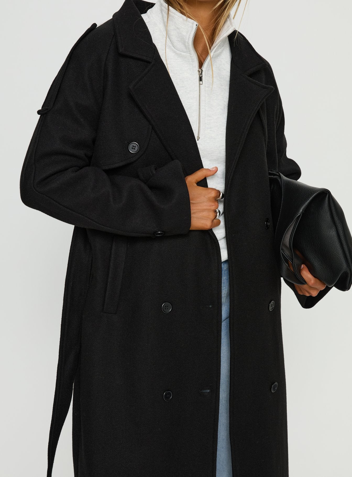 Rylanne Longline Trench Coat Black