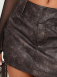 Domenic Faux Leather Mini Skirt Washed Black Princess Polly  Mini 