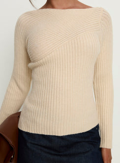 Cassye Long Sleeve Ribbed Top Cream