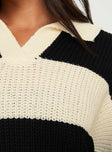 Mild Collared Sweater Cream / Black Princess Polly  long 