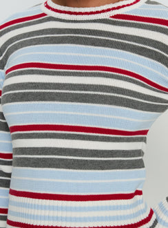 Briette Long Sleeve Top Blue / Red Stripe