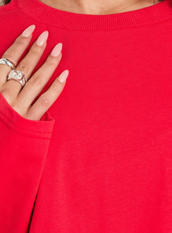 Settle Down Long Sleeve Top Red