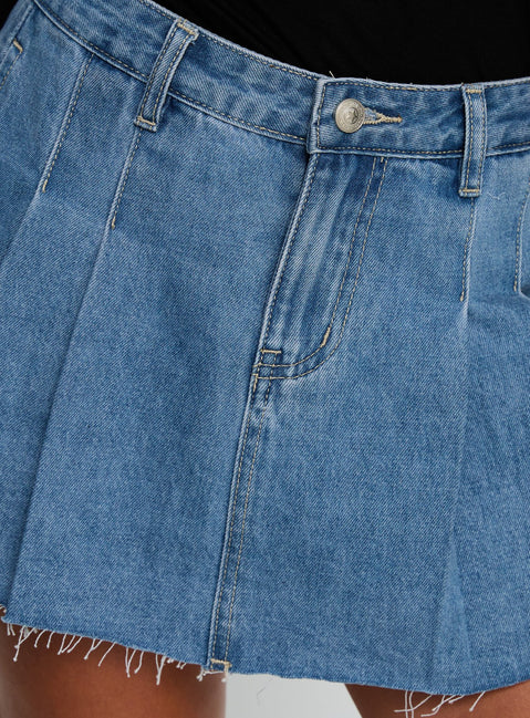 product Princess Polly Debera Pleated Mini Skirt Mid Blue Wash 