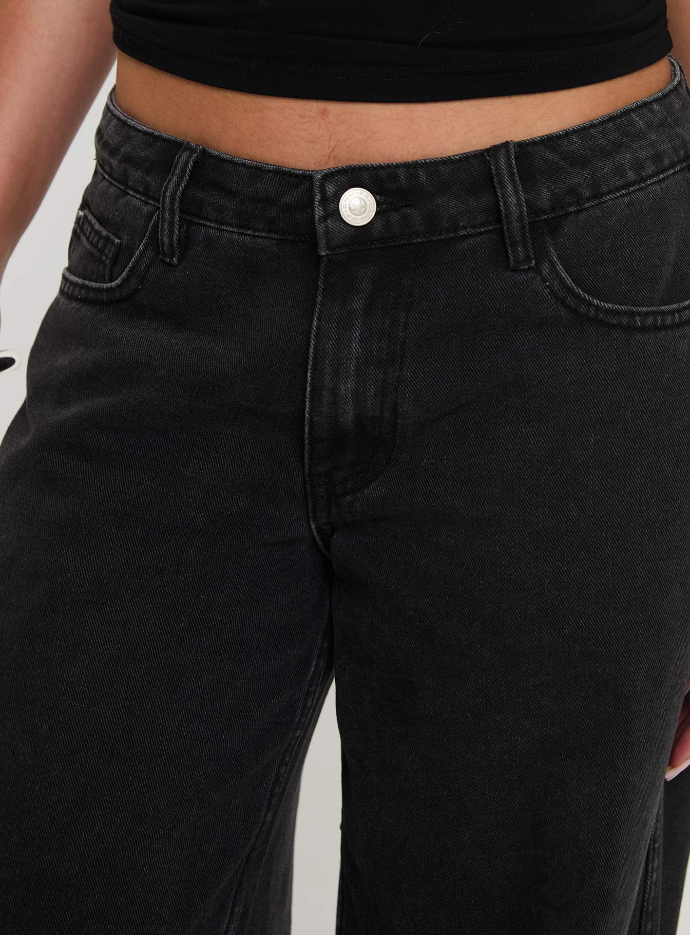Ramos Low Rise Denim Jeans Washed Black | Princess Polly