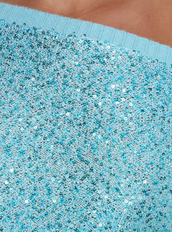 Marysa Sequin Knit Blouson Top Blue