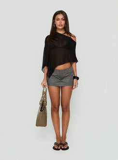 Memento Sheer One Shoulder Top Black