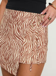 Gossamer Mini Wrap Skirt Brown Zebra