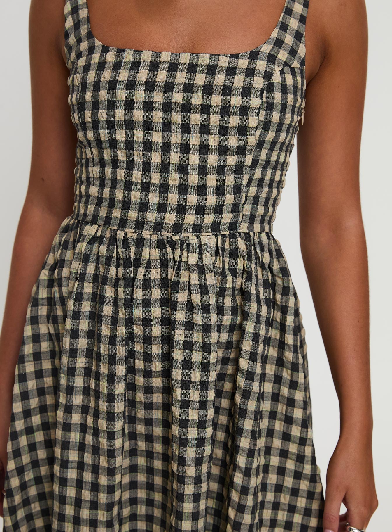 Cartmel Check Maxi Dress Black / Cream Tall | Princess Polly Cartmel Check Maxi Dress Black / Cream Tall | Princess Polly