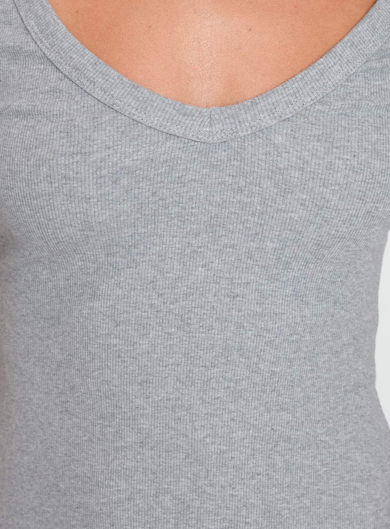 product Princess Polly Lovely Day V Neck Top Grey Marle Short Sleeves V-Neck 