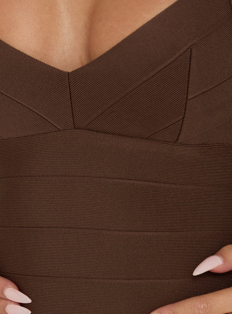 Justina Bandage Top Brown