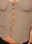 Corset vest, sweetheart neckline Adjustable shoulder straps, padded bust, buttons fastening at front, double pointed hem