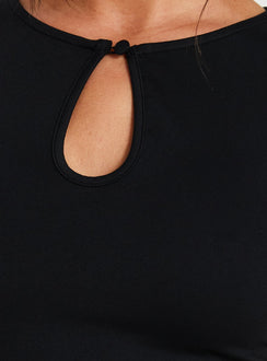 Ailana Cinched Keyhole Top Black