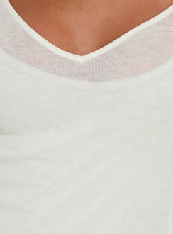 Kaiyah Sheer V Neck Long Sleeve Top White