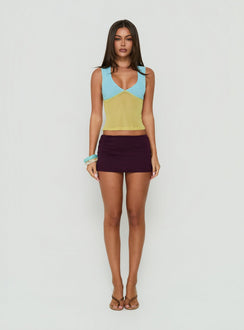 Lihat Sleeveless Contrast Top Yellow / Blue