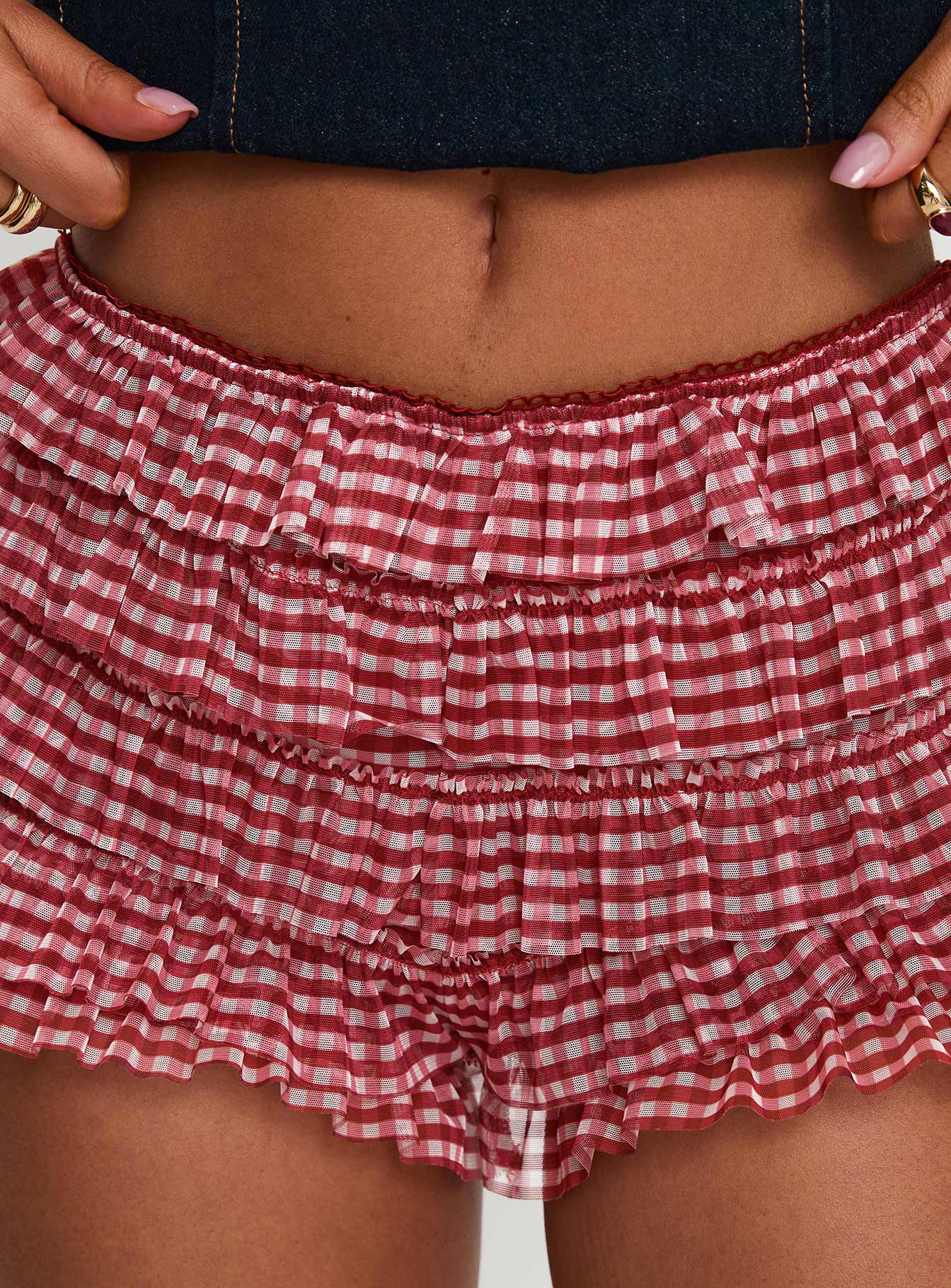 Biscotti Low Rise Bloomer Shorts Red Gingham | Princess Polly