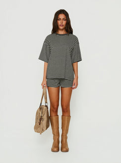Selvina Terry Towelling Shorts Grey Stripe