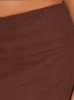 Such Delight Linen Midi Skirt Chocolate