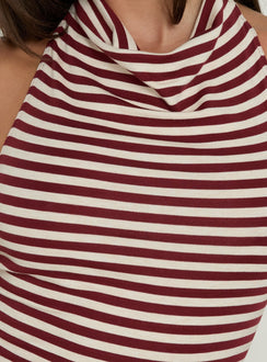 Shaynha Cowl Neck Playsuit Red Stripe