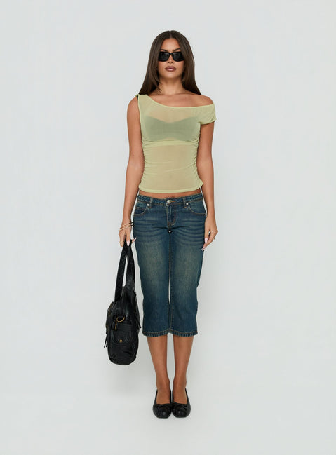 Tanjiro One Shoulder Top Green