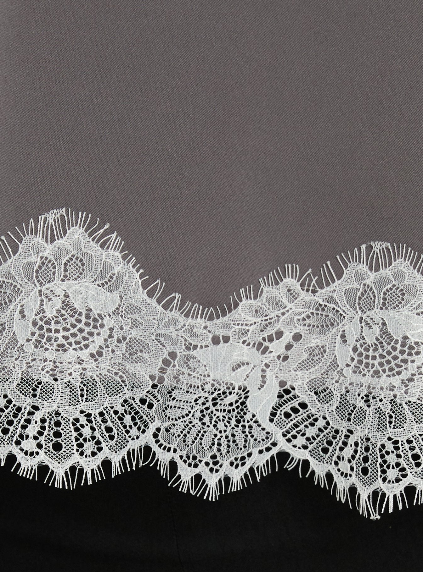 Sheyla Strapless Satin Lace Trim Top Grey / White