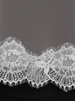 Sheyla Strapless Satin Lace Trim Top Grey / White