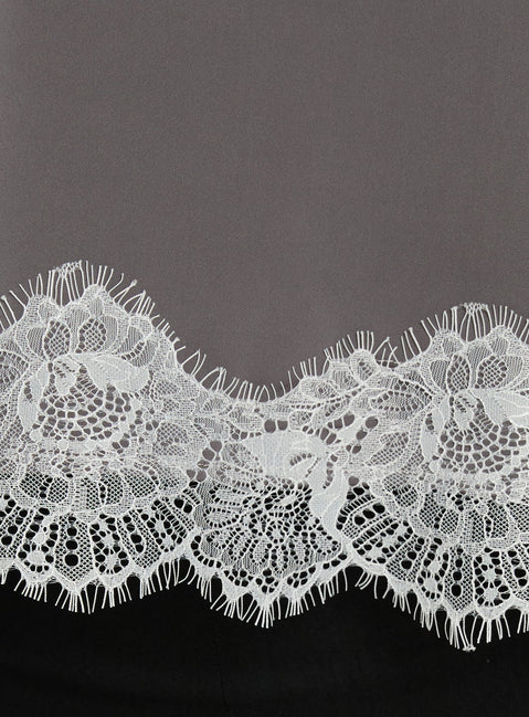 Sheyla Strapless Satin Lace Trim Top Grey / White