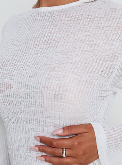 Bradly Shirred Long Sleeve Top White