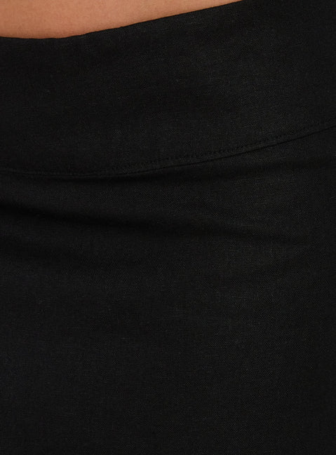 Such Delight Linen Midi Skirt Black