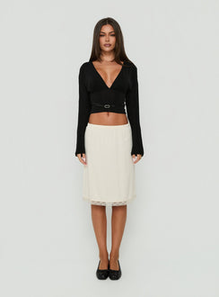Vallentina V Neck Batwing Long Sleeve Top Black