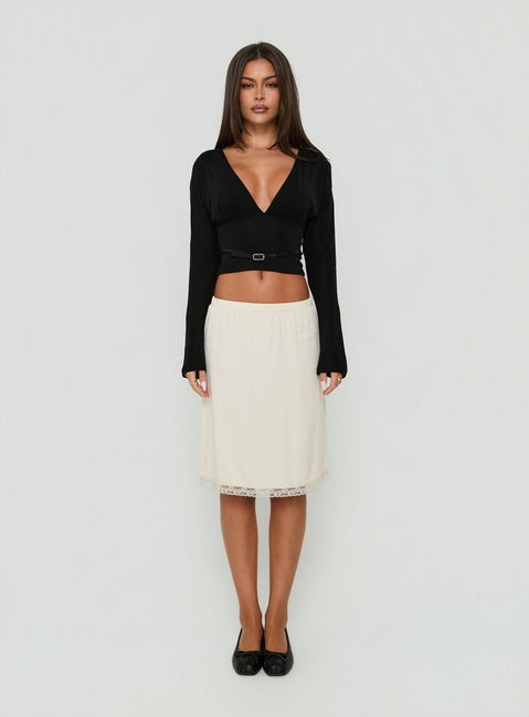 Vallentina V Neck Batwing Long Sleeve Top Black