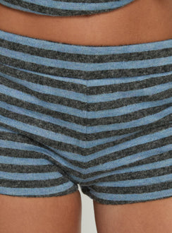 Bloom Knit Shorts Grey / Blue Stripe