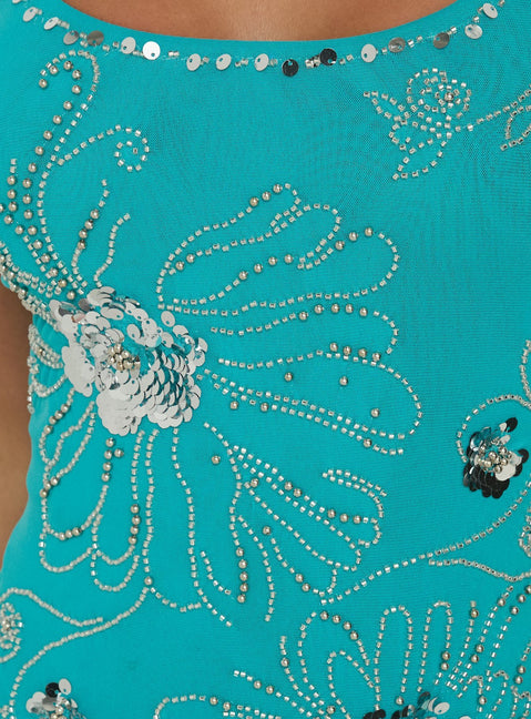 Daphie Beaded Mini Dress Aqua