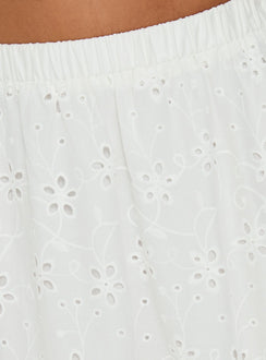 Isolie Tiered Maxi Skirt White Anglaise