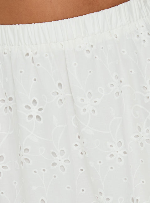 Isolie Tiered Maxi Skirt White Anglaise