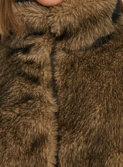 Luxia Faux Fur Funnel Neck Jacket Multi
