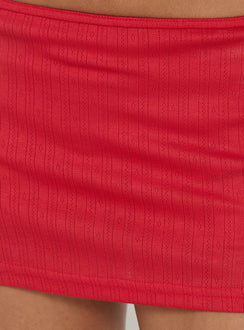 Kizuri Pointelle Low Rise Mini Skort Red