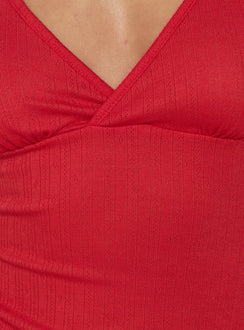 Kasiana V Neck Crossover Mini Dress Red