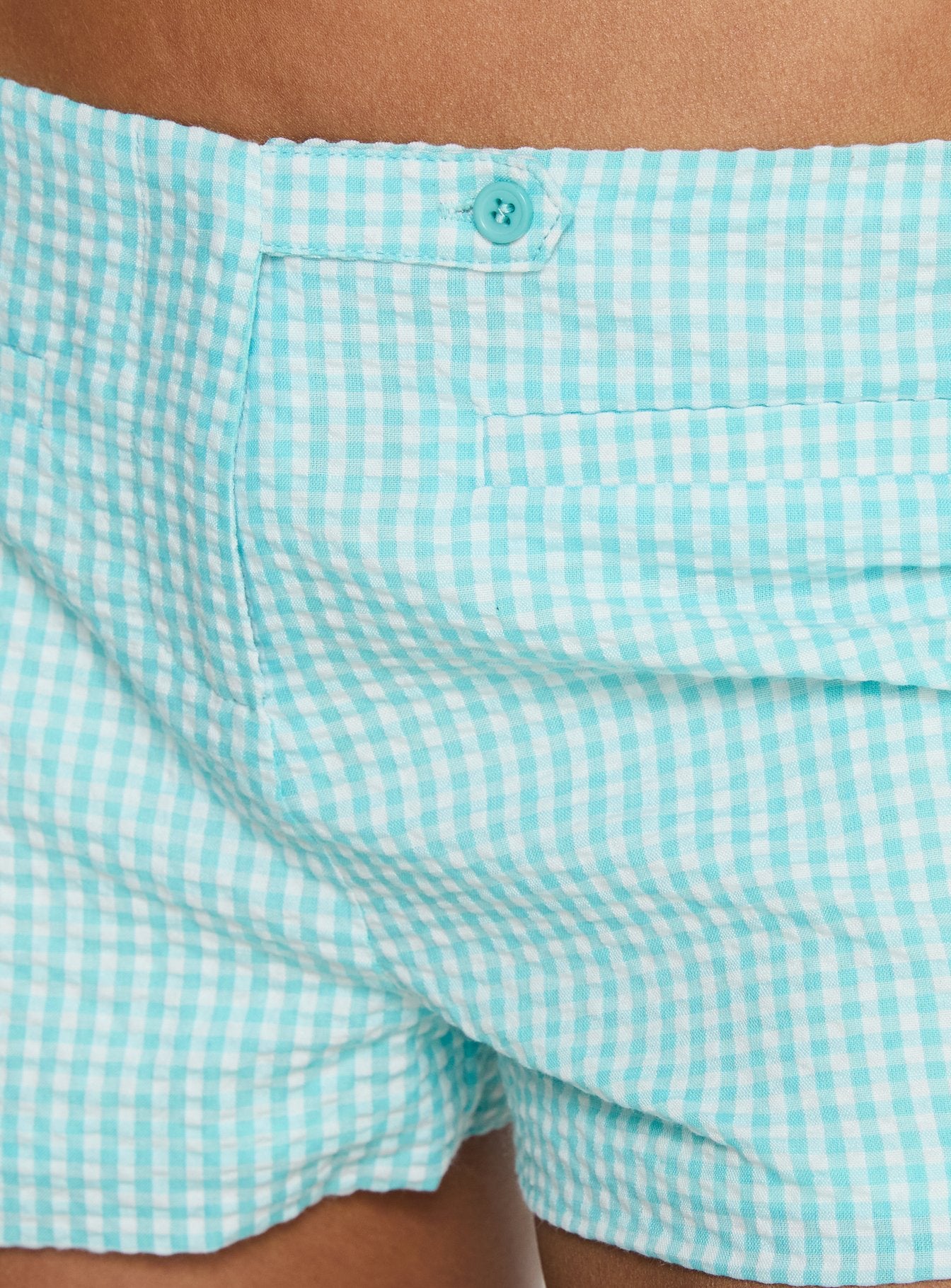 Hot Commodity Micro Shorts Turquoise Gingham