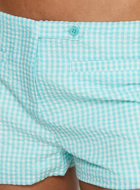 Hot Commodity Micro Shorts Turquoise Gingham
