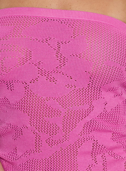 Cypressa Crochet Strapless Top Berry Pink