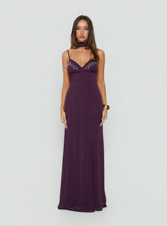 Jadira Scarf Maxi Dress Plum