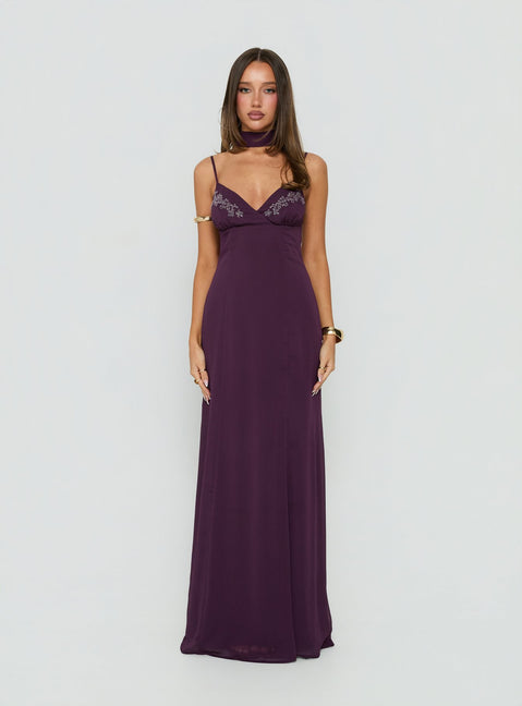 Jadira Scarf Maxi Dress Plum