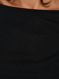 Long Weekends Semi-Sheer Long Sleeve Top Black