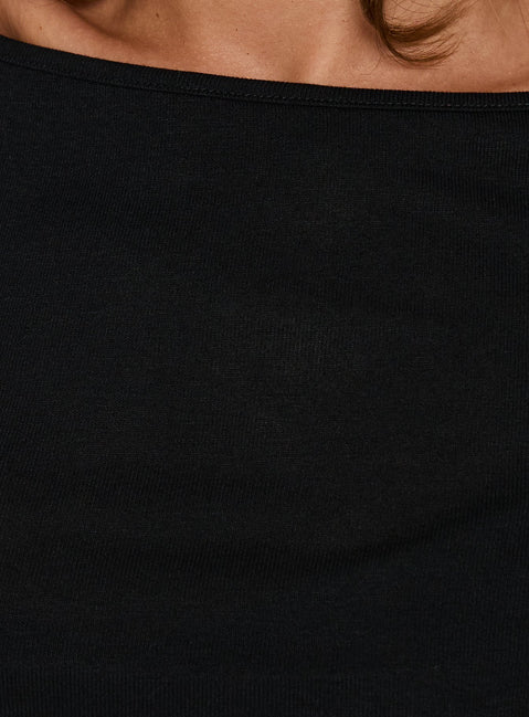 Long Weekends Semi-Sheer Long Sleeve Top Black