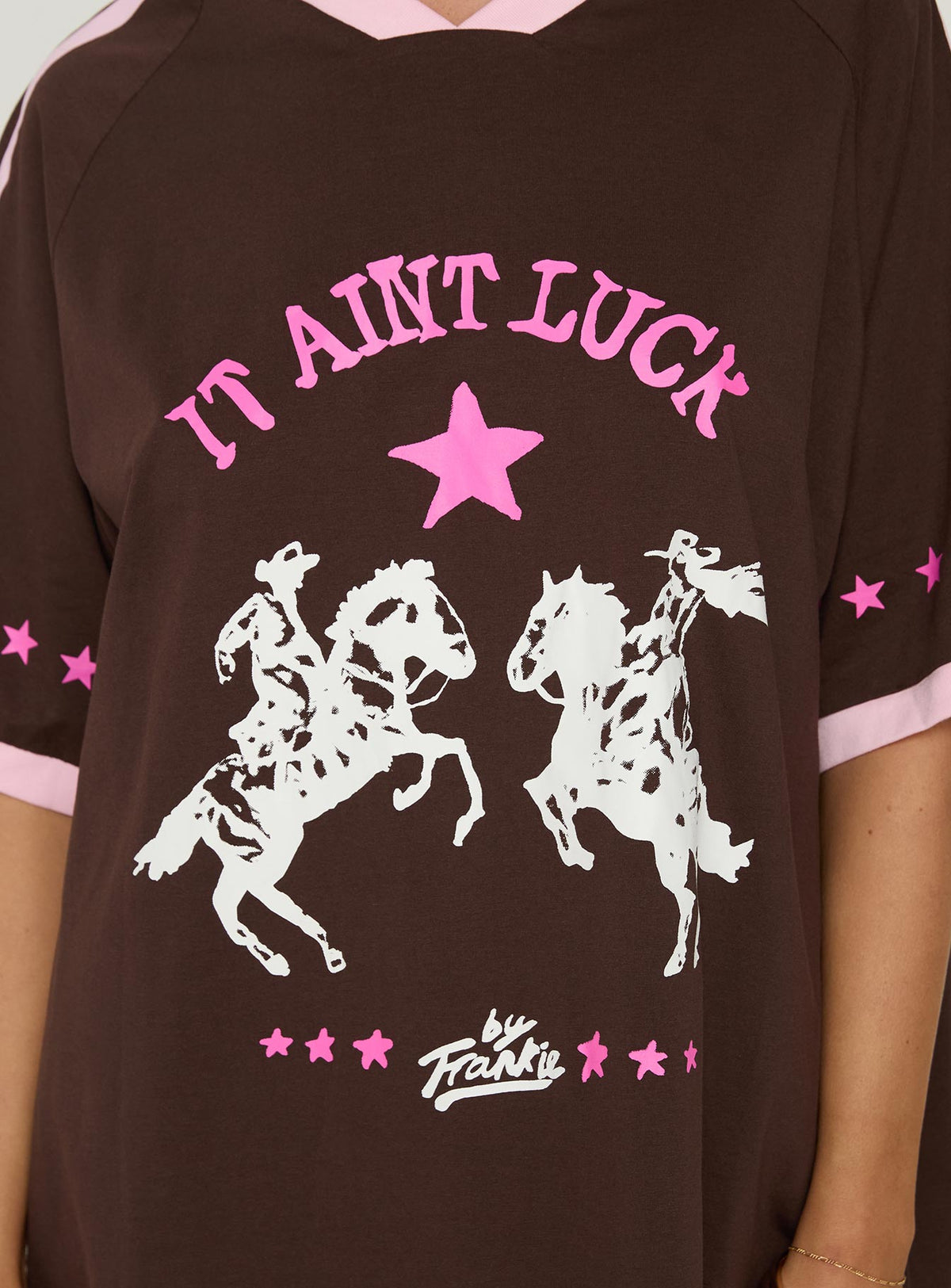 It Ain't Luck Oversized Graphic Tee Brown / Multi