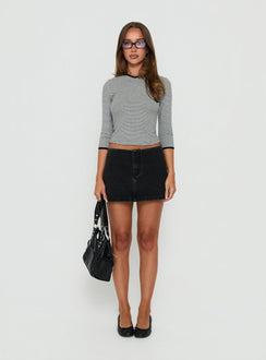 Adoriah No Waist Micro Mini Skirt Washed Black