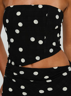 Jasira Strapless Drape Maxi Dress Black Polka Dot