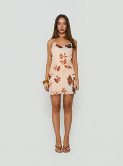 Lazure Cowl Neck Playsuit Orange Floral